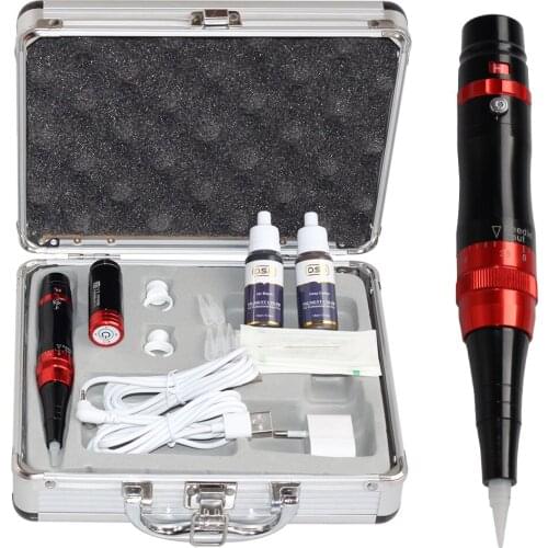 5 Colors Wireless Tattoo Battery Machine Ink Set Microblading Rechargeable Permanent Makeup Eyebrows Gun Pen with Cayrring Box