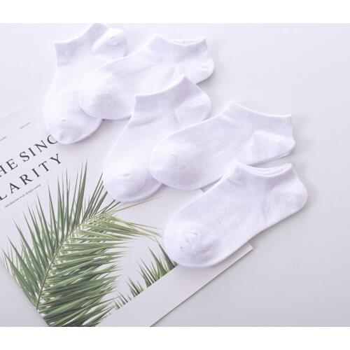 5Pairs/Lot Baby White Kid Short Socks Spring Style Solid Thin Soft Cotton Children For Boys Girls Sport Students Socks