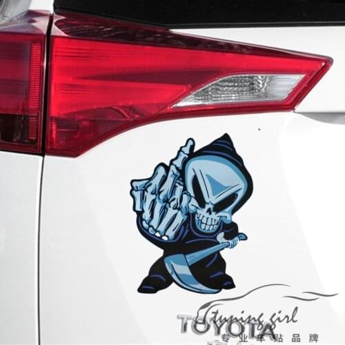 Car Stickers Monster Devil Middle-finger Death Creative Funny Decals Waterproof Reflective PVC Auto Tuning Styling 18x14cm D10