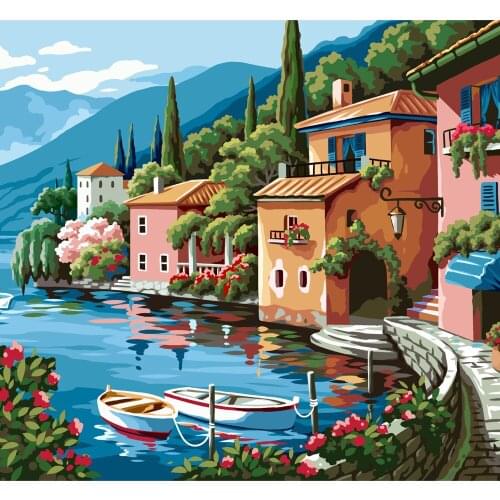 DIY Painting By Numbers Picture Colouring Zero Basis Colouring Landscape Decorative Painting No Frame Home Decor