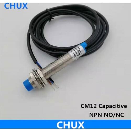 CHUX Cylinder Capacitive Type Proximity Sensor M12 4mm 10-30v DC NO/NC CM12-4-DNA/DNB Capacitance Liquid Switch NPN