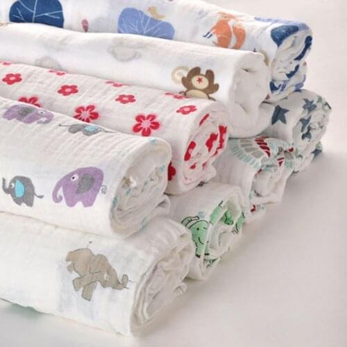 Pure Cotton Printing Double Layer Gauze Baby Bandage Newborn Delivery Room Swaddling Towel Boy And Girl Summer Bath Blanket 03