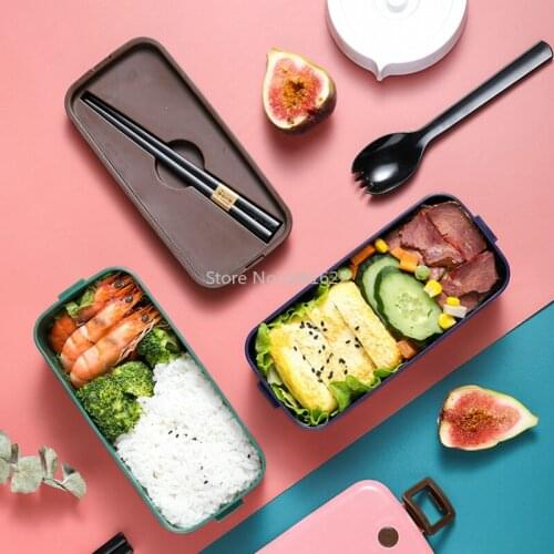 Japanese-style Double-layer Lunch Box Office Workers Can Be Microwaved, Separated Fat-reducing Lunch Box Light Food Fitness Meal