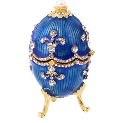 Faberge Style Egg Box Set With Crystals Collectible Easter Egg Keepsake Box Jewelry Case