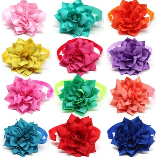 30 Pcs Colorful Flower Design Pet Dog Cat Bow Tie Necktie Adjustable Pet Dog Bow Tie Pet Grooming Dog Accessories