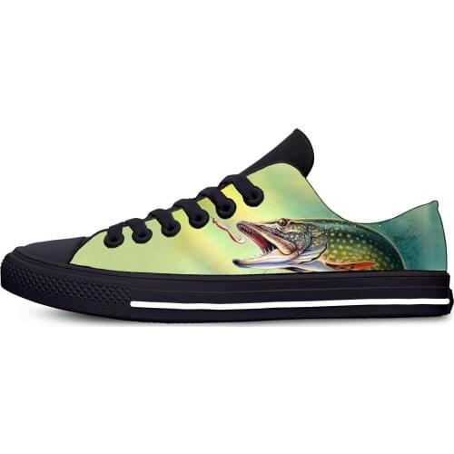 3D Bass Fishing Fish Cool Fashion Funny Classic Casual Cloth Shoes Low Top Lightweight Breathable 3D Print Men Women Sneakers