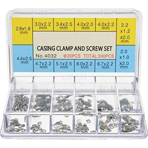 Best 240Pcs Watch Casing Clamp Movement Adapter Securing Screw Washer Repair Part Tools with Box for ETA 2824 2836 2846