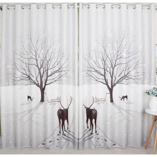 Custom Made 2x Window Drapery Curtain Nursery Kids Children Room Window Dressing Tulle Sheer 200x260cm Sika Indeer Tree White