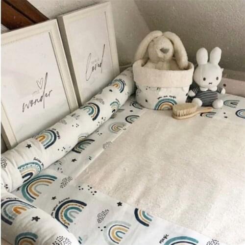 12*240 CM Baby Bed Bumper Printed Rainbow Bumper Pads Baby Crib Liner Pillow Child Room Decor Photo Props