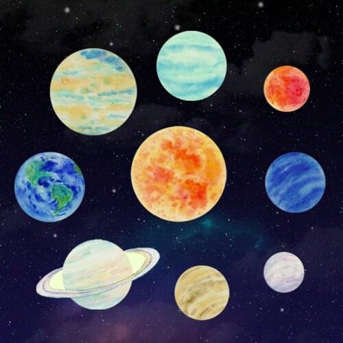 9 Pcs 3D Space Moon Decal Earth Glow in the Dark Planet Wall Stickers Kids Bedroom Decor Luminous Fluorescent Wall Sticker Decal