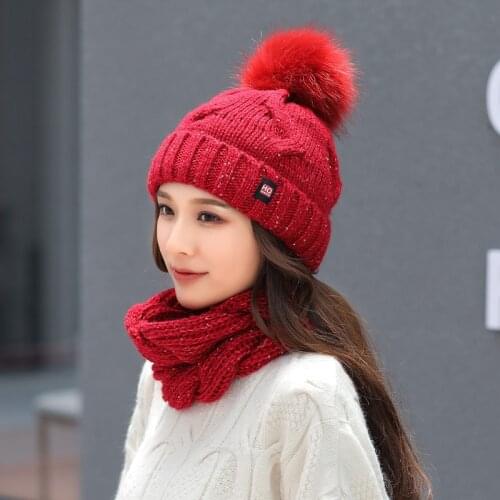 New Winter Knitted Beanies Hats Women Thick Warm Beanie Skullies Hat Female Knit Letter Bonnet Beanie Caps Outdoor Riding Sets