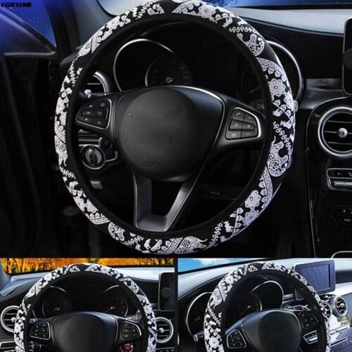 Car Steering Wheel Cover Ethnic Style Steering-wheel Protective Cover Universal 37-38cm For Auto Interoir Decor Accessories