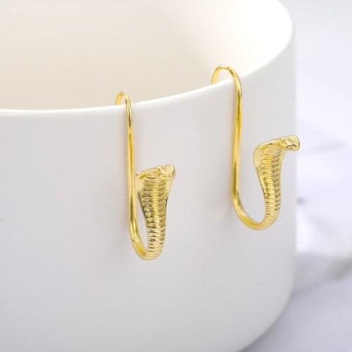 Punk Style Gothic Wild Cobra Earrings For Women Gold Stainless Steel Snake Shape Animal Fashion Jewelry Party Best Friend Gifts