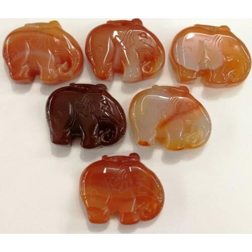 Fashion charms Carved Elephant Pendants natural red onyx Stone good quality for jewelry making 2pcs Wholesale Free shipping