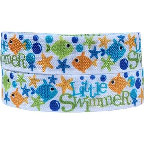 Factory directly summer ocean fish and star printed fold over elastic