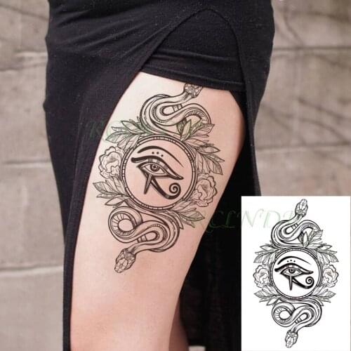 Waterproof Temporary Tattoo Sticker Snake Eye Flower Fake Tatto Flash Tatoo Back Leg Big Size Art for Women Men