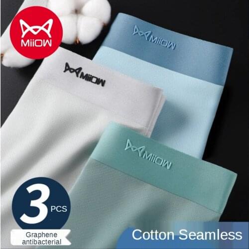 MiiOW High-end Mens Underwear Modal Pure Cotton Ice Silk Seamless Mid-waist Breathable Antibacterial Boxer Briefs