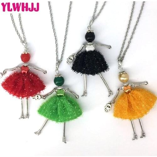 YLWHJJ brand new dress color doll long chain cute pendant necklace for women hot girl fashion jewelry baby statement necklace