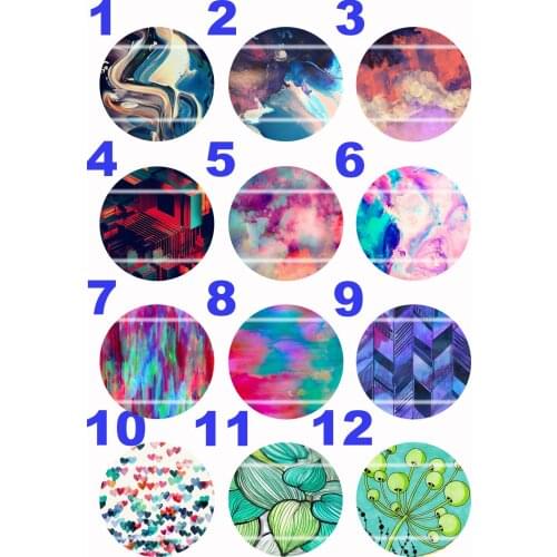 Handmade Colorful picture Round Glass Cabochons Refrigerator magnet for Necklace Decoration and Phone Chain Accessaries112