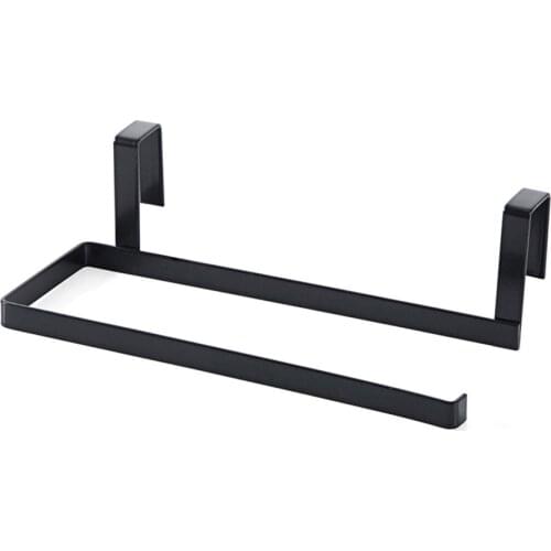 1pcs Kitchen Roll Paper Towel Holder Storage Rack Cabinet Cupboard Tissue Shelf Nail Free Hanger Organizer Black Paper Holder A3