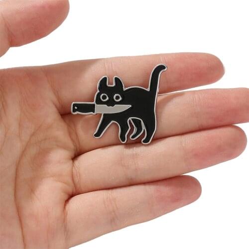 1PC Hot Sales Cute Cartoon Creative Black Cat Modeling Pop-Enamel Pin Lapel Badges Brooch Funny Fashion Jewelry