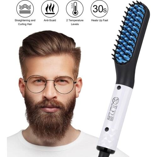 2019 Updated Beard Straightener Mans Hair Flat Iron Fast Heated Straightening Comb Beard and Hair Show Cap Hair Styler For Male