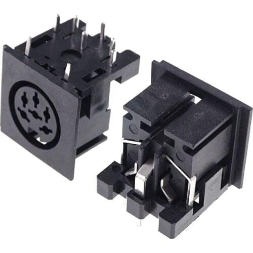 50pcs Din Socket 6 Position Female 6 Pin PCB Right Angle Through holes PCB SDS-J DS Power Socket 2A 110V Circular Receptacle