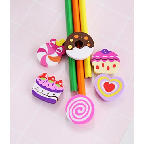 6PCS/Set Creative Eraser Cute Colorful Cake Donut Pencil Eraser Set Mini Novelty Erasers for Party Favors, Homework Rewards