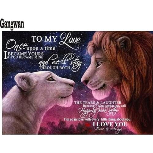 Diamond Embroidery Lion lover couple text Full Square Drill Diamond Painting Picture Of Rhinestone Mosaic wedding decoration art