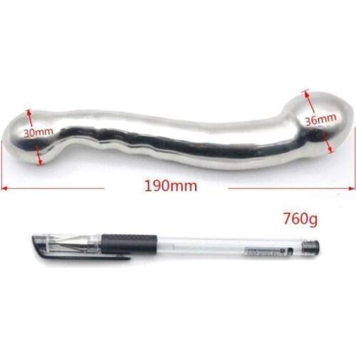 Soild Double Head G-Spot Anal Beads Plug Stainless Steel Anal Plug Fake Dildo Metal Prostate Massager Stick Vaginal Sex Toy