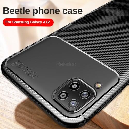 For Samsung A 12 Case Carbon Fiber Phone Covers For Samsung Galaxy A12 SM-A125f 6.5'' Soft TPU Silicone bumper Shockproof Coques
