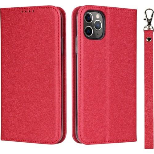 Silk Pattern PU Leather Case For iPhone 11 Pro Flip Stand Wallet Cover For iPhone11Pro Card Pockets Lanyard cases