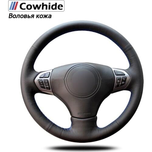 Handsewing Black Genuine Leather Steering Wheel Covers For Suzuki Grand Vitara 2007-2013