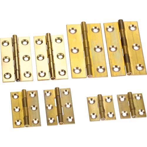 DRELD 2pcs Brass Decorative Cabinet Hinge 1/1.5/2/2.5 inch Door Hinges Wooden Jewelry Box Hinge Furniture Fittings with Screws