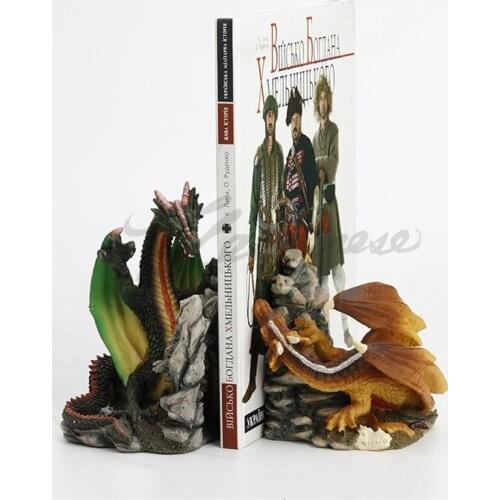 EUROPEAN DOUBLE DRAGON ART SCULPTURE ANIMAL FIGURINE ART DRAGON BOOKCASE STATUE BOOKEND RESIN CRAFTS HOME DECORATION R5107