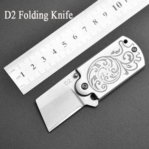 D2 Mini Pocket Knife Cold Steel EDC Outdoor Camping Keychain Knife Self Defence Multi Tool Gifts For Men