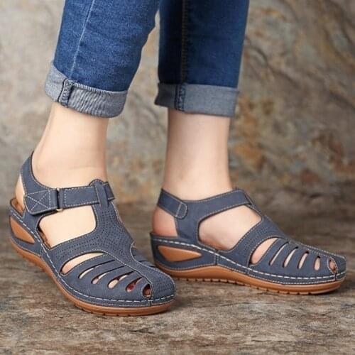 Wedges Sandals Vintage Casual Gladiator Soft Bottom Ladies Shoes Platform Retro Sewing Outdoor Wearable Plus Size Women Sandals