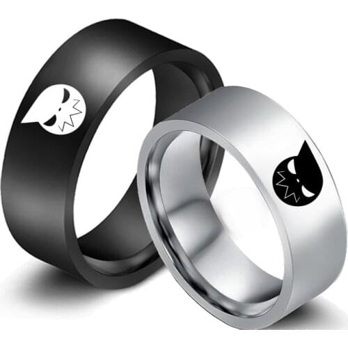 1 Pcs Cute Anime Soul Eater Death The Kid Rings Cosplay Costumes Props Stainless Steel Souleater Lovers Finger Rings Figure Toys