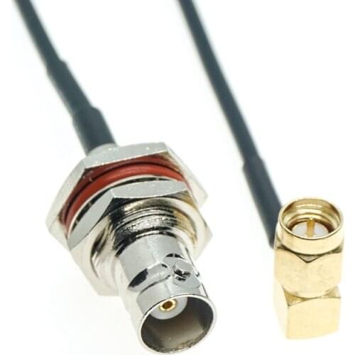SMA Male Right Angle RA 90 Degree to BNC Female Bulkhead Connector RG174 Cable Pigtail Jumper