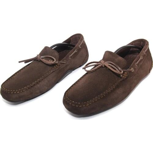 Handmade Brown Moccasin with Flexible Rubber Sole, Real Cow Suede, Full Leather Insole, Casual Driving Mocs, Mens Fashion 2021