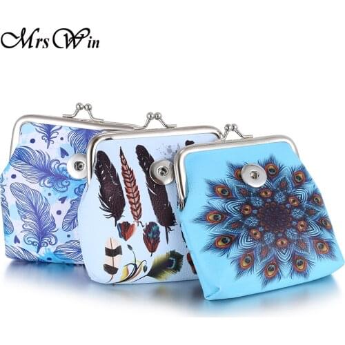 New 18MM Snap Button Jewelry Small Hand Carry Coin Purses Wallets Pouch Girl Women Money Bags Mothers day Gift