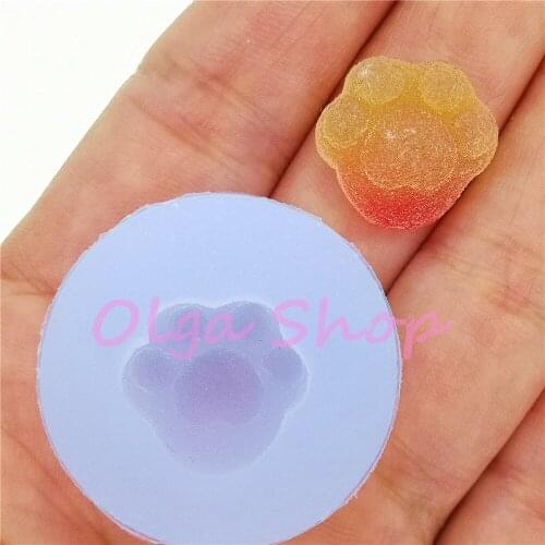 KYL227 16.3mm x 15.4mm Bear Dog Paw Cat Pat Silicone Mold Candy Chocolate Fondant Cake Decoration Craft Resin Earrings Soap DIY