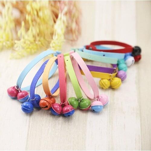 Hot Sale Candy Colors Cute Pet Collars Handmade Bell Adjustable Buckle Dog Necklace Cat Accessories Pet Supplies Chihuahua Teddy