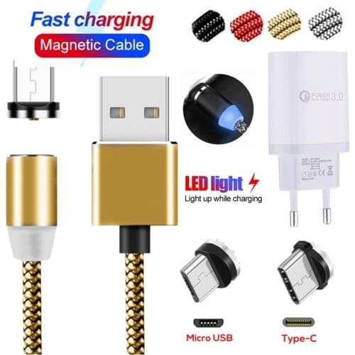 Fast charging Magnetic USB Cable Micro USB C QC 3.0 Charger For OPPO F7 F9 A5 A37 A77 A3 R17 A7X K1 R15 A59 A37 A57 A83 A73 A75