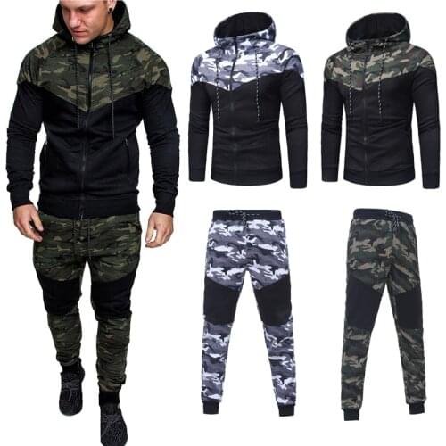 Autumn Winter Men´s Fashion Athletic Tracksuit Sets Full Zip Gradient Jogging Sweatsuits Top 2020