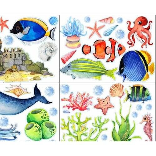4x Fish Wall Stickers for Kids and Toddlers Ocean Under The Sea Wall Decals
