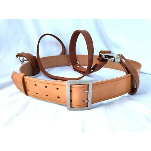 WWII WW2 GERMAN VINTAGE OFFICER DOUBLE CLAW BELT & SHOULDER STRAP BROWN FULL SET