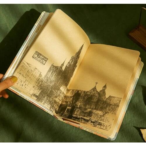 Delicate European Printing Notebook Vintage A5 Diary Book Creative Color Pages Notepad Office Stationery Hand Book Kraft Paper