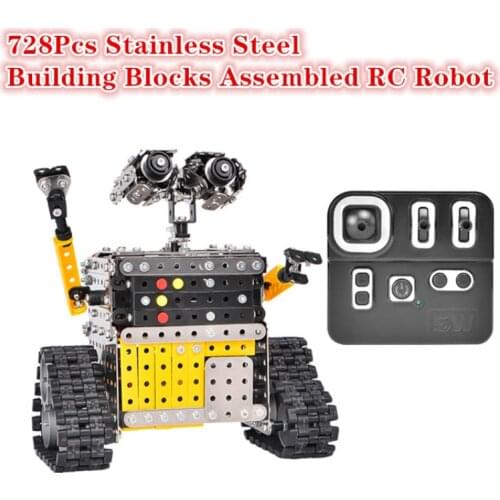 New DIY Alloy RC Robot Childrens Educational Toys 2.4G 728Pcs Stainless Steel Building Blocks Remote control Robot Toys Gifts