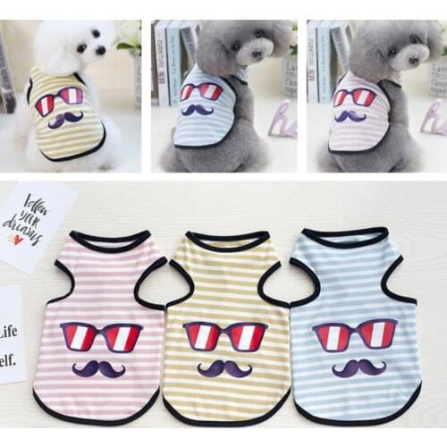 Dog Clothes for Small Dogs Glasses beard Printed summer Pets tshirt Puppy Dog Clothes Pet Cat Vest Cotton T Shirt Pug Apparel